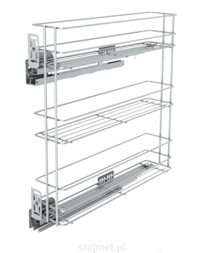 Kosz Cargo boczny lewy, regulacja 4D, 200 mm, 3 półki, Cichy domyk, Srebrny.jpg