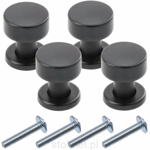 Gałka uchwyt meblowy RING, czarny mat, 4 SZTUKI AMZ