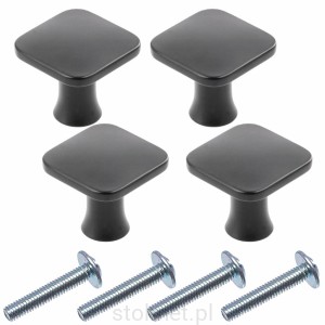 Gałka uchwyt meblowy PIAZZA, czarny mat, 4 SZTUKI AMZ