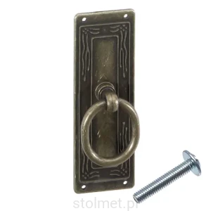 Kołatka gałka meblowa LEDA B-100 z szyldem, stare złoto