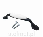 Uchwyt meblowy 1002, czarny mat + porcelana biały mleczny, 96 mm 