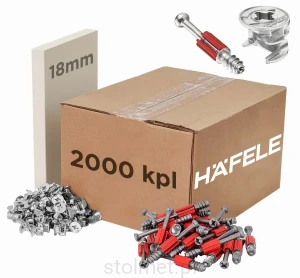 Złącze mimośrodowe, mimośród MINIFIX + trzpień do płyty 18mm – 2000 kpl