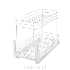 Kosz Cargo, 600mm, 2 półki, Pełny wysuw, Samodociąg, P1 Biały