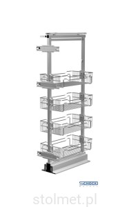 Kosz Cargo Midi, 500 mm, 4 półki, pełny wysuw, cichy domyk, chrom