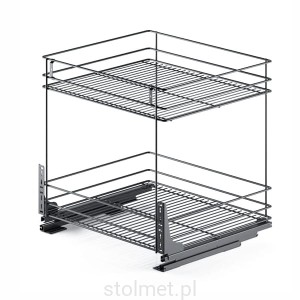 Kosz Cargo mini, regulacja 3D, 600 mm, 2 półki, Cichy domyk, Antracyt