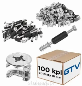 Złącze mimośrodowe mimośród do płyty 18 mm + trzpień B34 zestaw 100 kpl