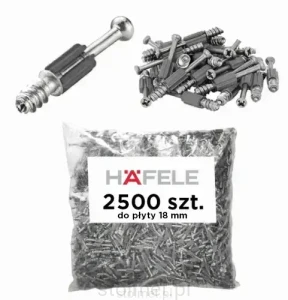 Złącze mimośrodowe, trzpień HAFELE do płyty 18mm – 2500 szt.
