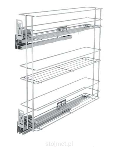 Kosz Cargo boczny lewy, regulacja 4D, 150 mm, 3 półki, Cichy domyk, Srebrny.jpg