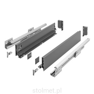 Szuflada AXIS PRO, L-250, Niska, H-86, Antracyt, 40 kg