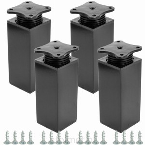 Nóżka nóżka stopka meblowa 40x40, H-150mm, regulacja, Czarny połysk, 4 sztuki