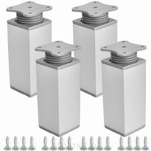 Nóżka nóżka stopka meblowa 40x40, H-100mm, regulacja, Aluminium mat, 4 sztuki