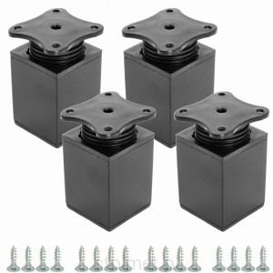 Nóżka nóżka stopka meblowa 40x40, H-60mm, regulacja, Czarny połysk, 4 sztuki