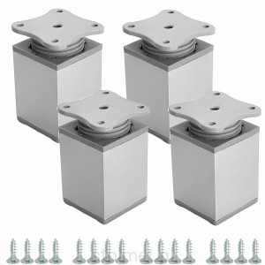 Nóżka nóżka stopka meblowa 40x40, H-60mm, regulacja, Aluminium mat, 4 sztuki