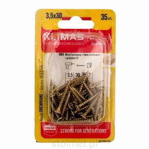 Wkręty hartowane konfirmaty do drewna, fi 3.5x30 mm, blister 35 szt. WKRĘT-MET
