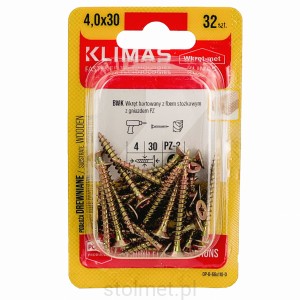 Wkręty hartowane konfirmaty do drewna, fi 4.0x30 mm, blister 32 szt. WKRĘT-MET