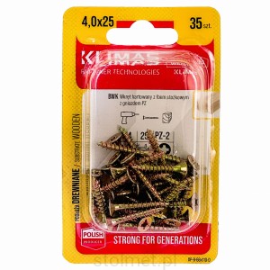 Wkręty hartowane konfirmaty do drewna, fi 4.0x25 mm, blister 35 szt. WKRĘT-MET
