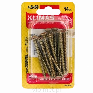 Wkręty hartowane konfirmaty do drewna, fi 4.5x60 mm, blister 14 szt. WKRĘT-MET