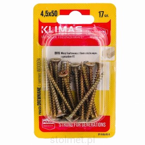 Wkręty hartowane konfirmaty do drewna, fi 4.5x50 mm, blister 17 szt. WKRĘT-MET