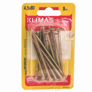 Wkręty hartowane konfirmaty do drewna, fi 4.5x80 mm, blister 9 szt. WKRĘT-MET