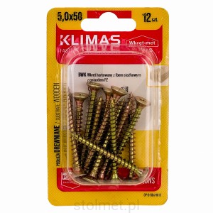 Wkręty hartowane konfirmaty do drewna, fi 5.0x50 mm, blister 12 szt. WKRĘT-MET