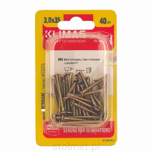 Wkręty hartowane konfirmaty do drewna, fi 3.0x35 mm, blister 40 szt. WKRĘT-MET