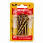 Wkręty hartowane konfirmaty do drewna, fi 6.0x70 mm, blister 6 szt. WKRĘT-MET