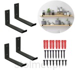 Zestaw 4 szt Podpórka pod półki wspornik Loft Industrial "J", 25,5x13 cm, czarny mat 