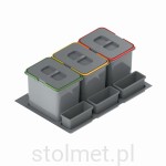 Kosz na śmieci PRAKTIKO, do szafki 800mm, 3 x 15l + 3 x brytfanka