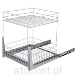 Kosz Cargo, 2 półki, W-60cm, Pełny wysuw, Samodociąg, G2 Chrom Połysk