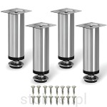 Nóżka meblowa BD-10 z regulacją, chrom połysk, 100 mm + 10 mm. 4 SZT + Wkręty