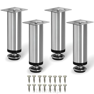 Nóżka meblowa BD-10 z regulacją, chrom połysk, 100 mm + 10 mm. 4 SZT + Wkręty