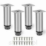 Nóżka meblowa BD-10 z regulacją, Aluminium mat, 100 mm + 10 mm. 4 SZT + Wkręty