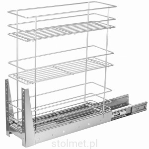 Kosz Cargo 3 półki, W-20cm, Pełny wysuw, Samodociąg, G2 Chrom Połysk