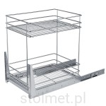 Kosz Cargo 400 mm, 2 półki, Pełny wysuw, Samodociąg, P22 Srebrny