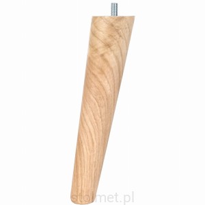 Noga nóżka drewniana dąb toczona skośna, woskowana 20 cm, gwint M8