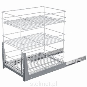 Kosz Cargo 3 półki, W-40cm, Pełny wysuw, Samodociąg, G2 Chrom Połysk