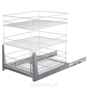 Kosz Cargo 3 półki, W-50cm, Pełny wysuw, Samodociąg, G2 Chrom Połysk