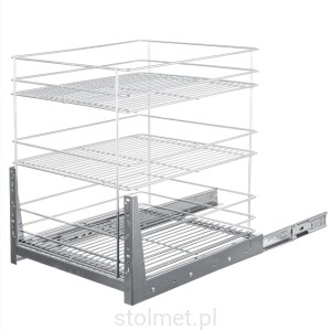 Kosz Cargo 3 półki, W-60cm, Pełny wysuw, Samodociąg, G2 Chrom połysk