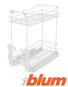 Kosz Cargo mini, 400 mm, 2 półki, Cichy domyk, Pełny wysuw, Biały