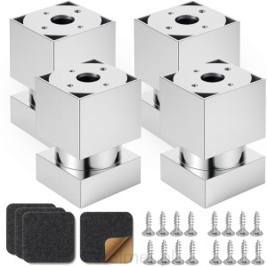 Nóżka nóżka stopka meblowa 45x45, H-60mm, regulacja, Chrom połysk + FILC, 4 sztuki GRUBE TWORZYWO