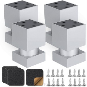 Nóżka nóżka stopka meblowa 45x45, H-60mm, regulacja, Aluminium + FILC, 4 sztuki GRUBE TWORZYWO