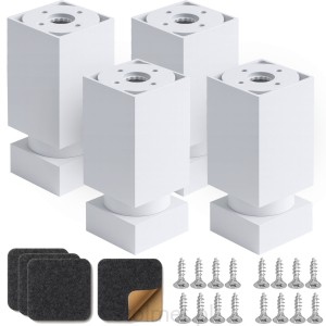 Nóżka nóżka stopka meblowa 45x45, H-100mm, regulacja, Biały mat+ FILC, 4 sztuki GRUBE TWORZYWO