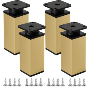 Nóżka nóżka stopka meblowa 40x40, H-100mm, regulacja, Złoty mat, 4 sztuki