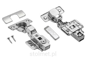 Zawias bliźniaczy GTV PRESTIGE, samodomyk, regulacja mimośrodowa, zaślepki ramienia i puszki 