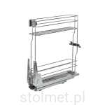 Kosz cargo do szafki dolnej 15 cm 2 półki cichy domyk pełny wysuw, Srebrny