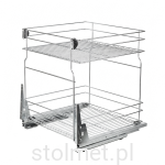 Kosz cargo do szafki dolnej 50 cm 2 półki cichy domyk pełny wysuw, Srebrny