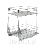 Kosz cargo do szafki dolnej 40 cm 2 półki cichy domyk pełny wysuw, Chrom połysk