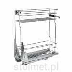 Kosz cargo do szafki dolnej 20 cm 2 półki cichy domyk pełny wysuw, Srebrny