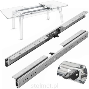 Prowadnica stołu Brückmann PRO synchroniczna-linka + blokada, 140 cm, wkładka do 122 cm
