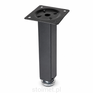 Noga nóżka stopka meblowa metalowa H-150, z regulacją, kwadratowa, Czarna